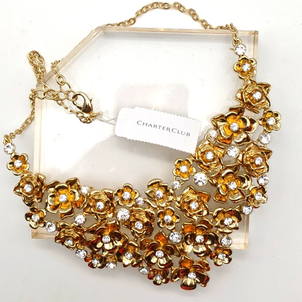 Charter Club Mixed Flowers Gold-tone Necklace